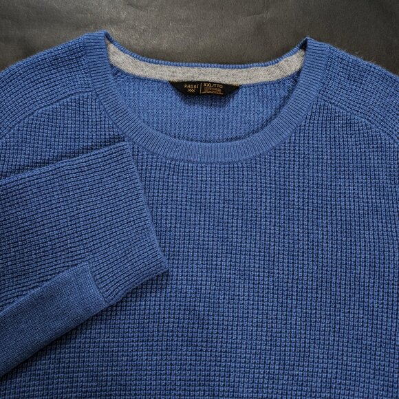 $178 Rhone Walden Waffle Knit Blue Marle Wool Cashmere Sweater Size XXL 2XL